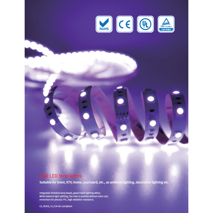 LED стрічка RISHANG 60-5050-12V-IP33 12.9W RGB 5м (RD0060AQ)