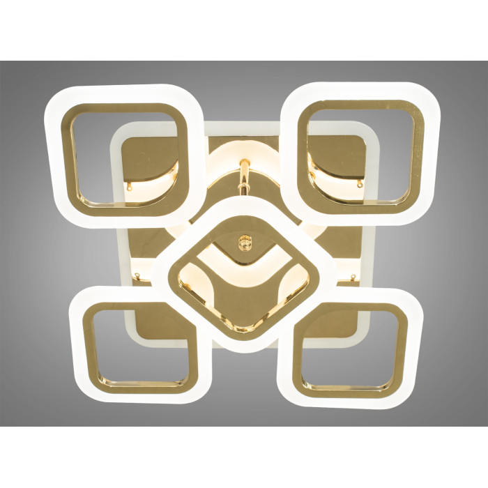 Стельова люстра з пультом, диммером і LED підсвічуванням, 80W, золото