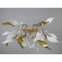 Сучасна підвісна люстра з фарфоровими елементами, 6 ламп, золото