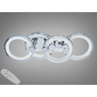 Сучасна стельова LED люстра з пультом, підсвічуванням, 65W, хром