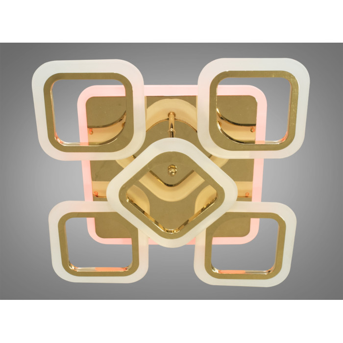 Стельова люстра з пультом, диммером і LED підсвічуванням, 80W, золото