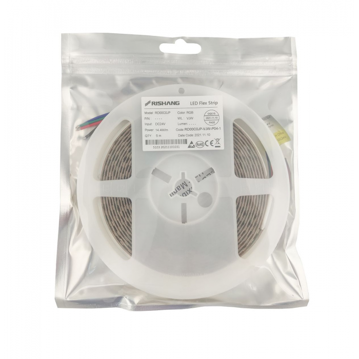 LED стрічка RISHANG 120-3838-24V-IP20 14.4W RGB 5м (RD00C0JP)