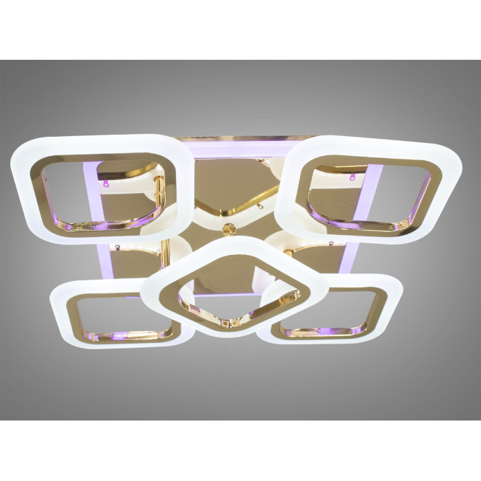 Стельова люстра з пультом, диммером і LED підсвічуванням, 80W, золото