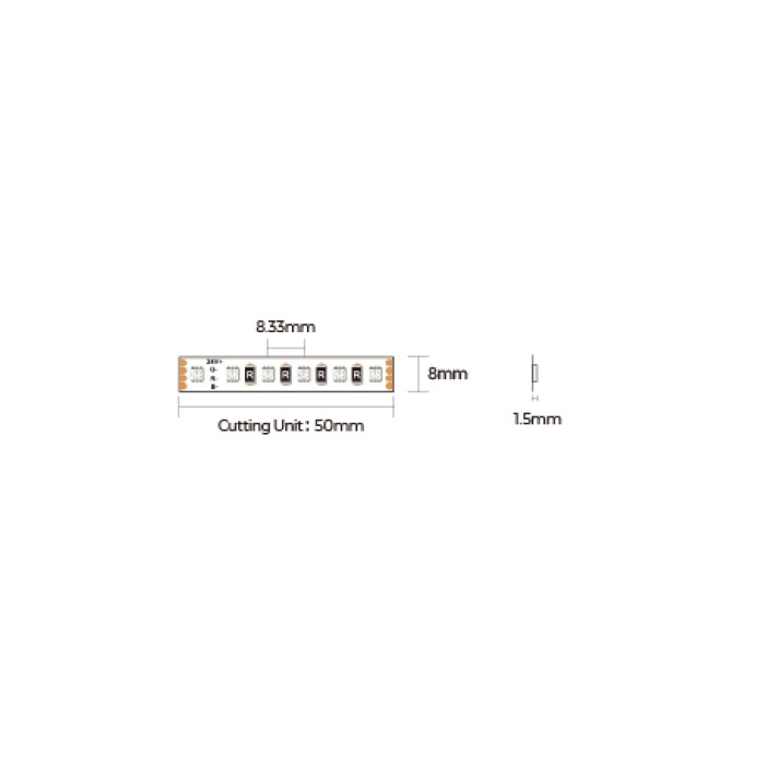 LED стрічка COLORS 120-3838-24V-IP33 10W RGB 5м (DA120RGB-24V-8mm)