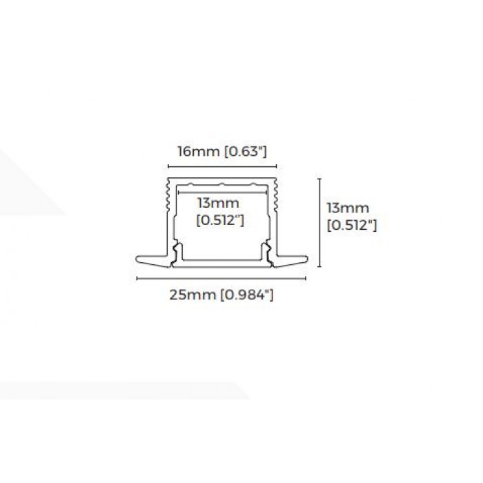 LED-профіль врізний, 2,5 метра (BE2513)