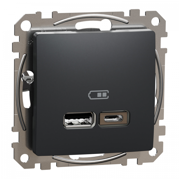 USB роз A+C 2,4A Чорний Sedna Design, Чорний, Sedna Design & Elements
