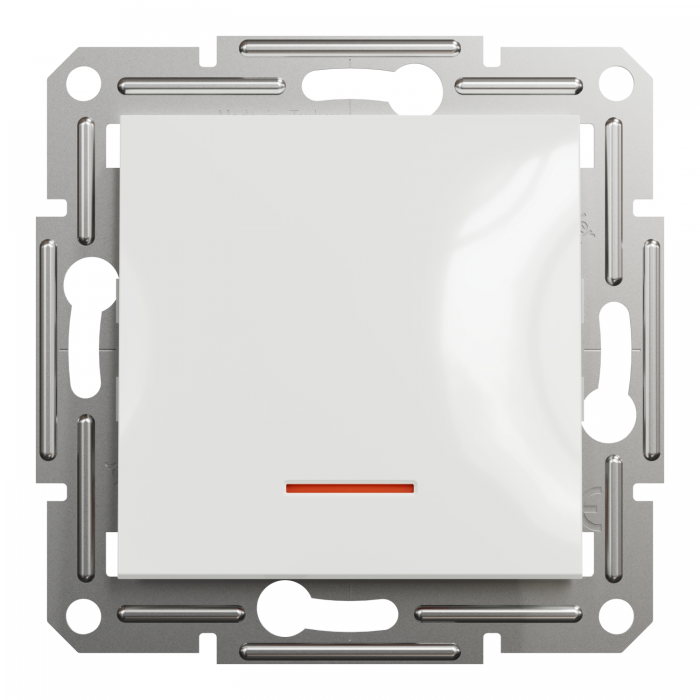 Вимикач однокл з підсв білий Asfora б/р, Asfora