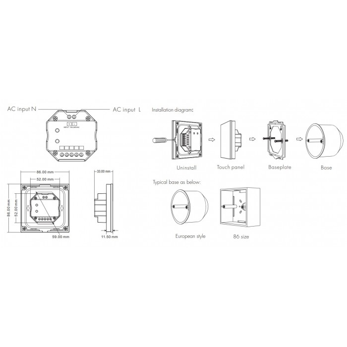 Сенсорна панель DEYA ZigBee на 1 зону (TS4(WZS)-White)
