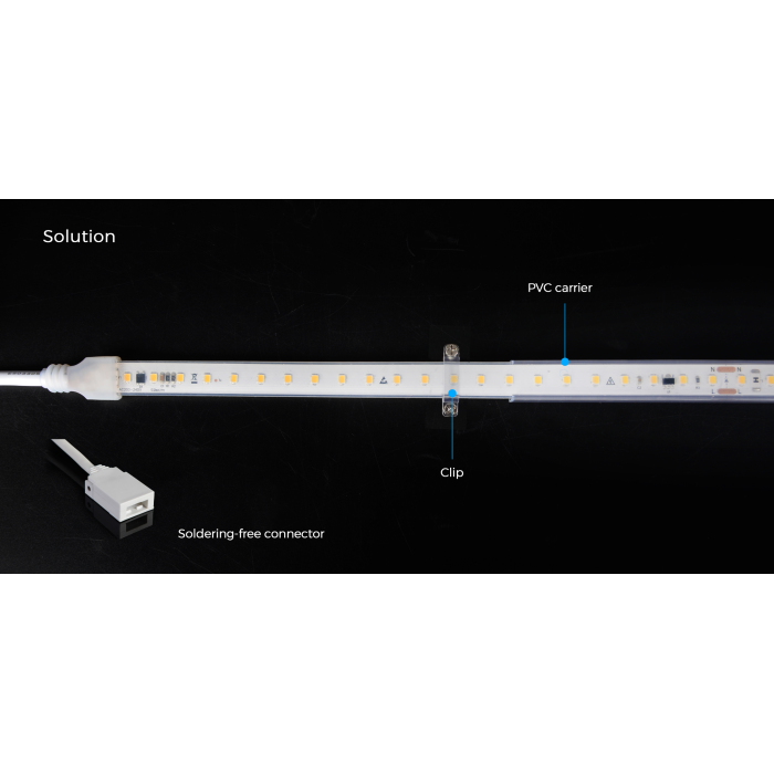LED стрічка COLORS 52-2835-230V-IP65 5.3W 396Lm 2850K 50м (H852-230V-12mm-WW)