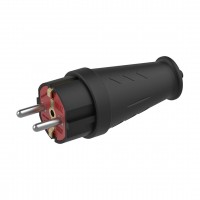 Каучукова вилка з заз. ЧОРНА 16A 250V/40/240