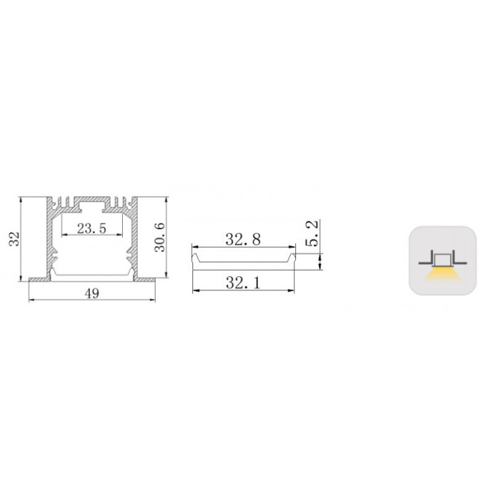 LED-профіль врізний LE4932 (2,5 метра)