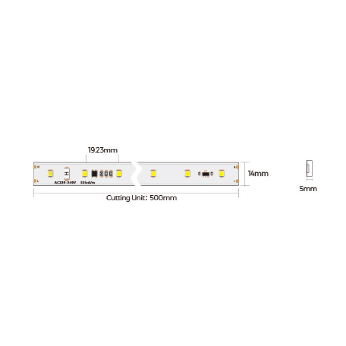 LED стрічка COLORS 52-2835-230V-IP65 5.3W 396Lm 2850K 50м (H852-230V-12mm-WW)