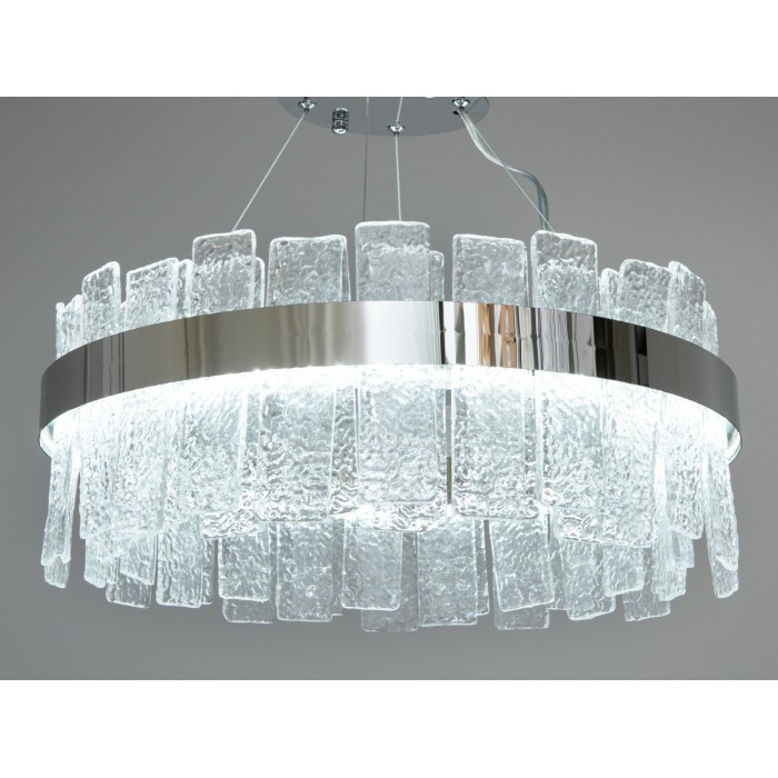 Представницька новинка, кришталева лед люстра на тросах, 110 Вт, хром