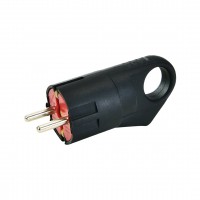 Каучукова вилка КУТОВА з заз. ЧОРНА 16A 250V/40/320
