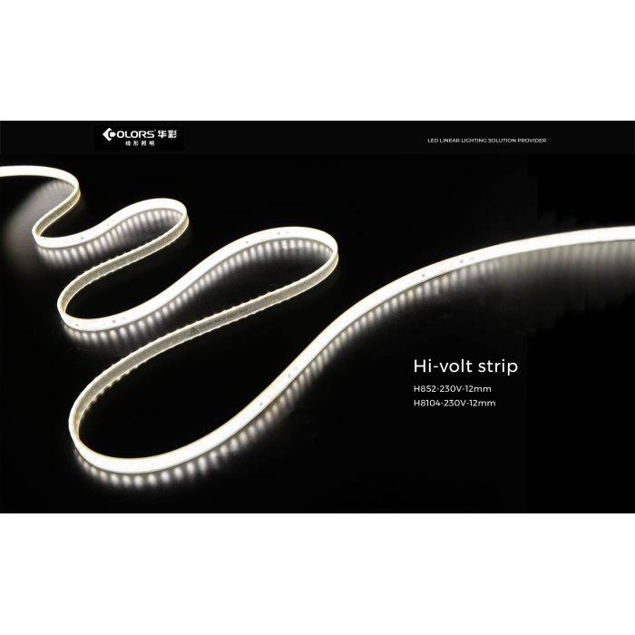 LED стрічка COLORS 52-2835-230V-IP65 5.3W 396Lm 2850K 50м (H852-230V-12mm-WW)
