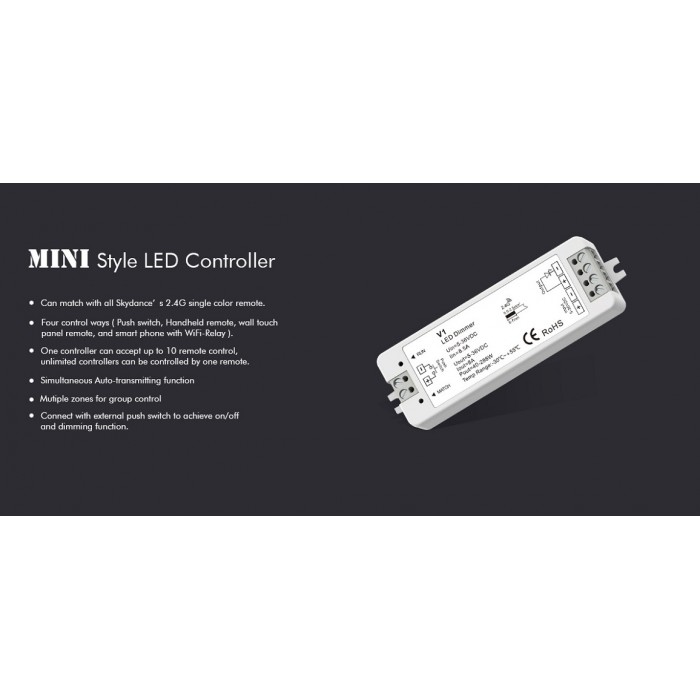 LED-контролер DEYA 5-36VDC, 8A*1CH, PUSH-DIM (V1)