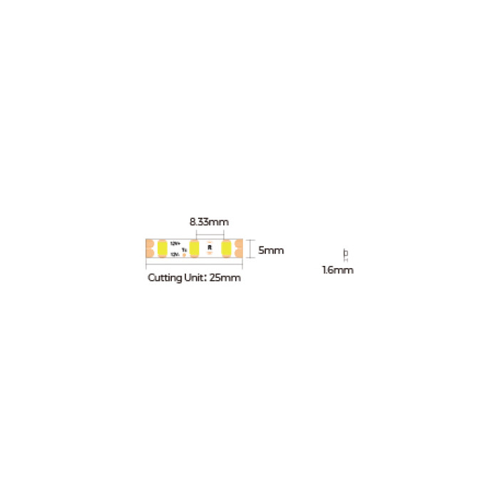 LED стрічка COLORS 120-2835-12V-IP33 8.4W 770Lm 3000K 5м (D8120-12V-5mm-WW)