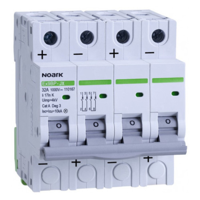 DC Автоматичний вимикач 10 kA, хар-ка K, 20 A, 1000 V DC, 4 полюса