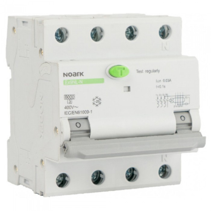 Дифавтомат, Icn=6kA, 3+N поюси, хар-ка C, In=16A, IΔn=30mA, тип AC