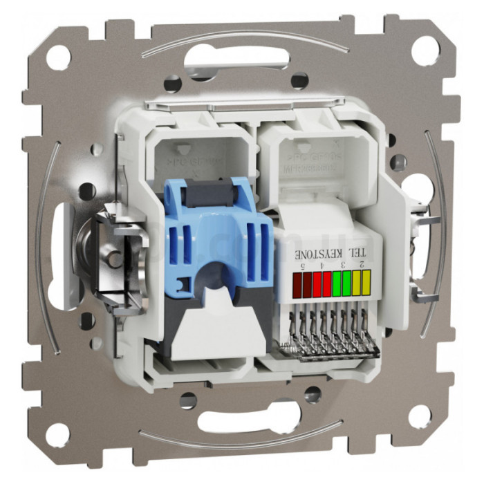 Розетка RJ45+RJ11 6UTP, алюміній, Алюміній, Sedna Design & Elements