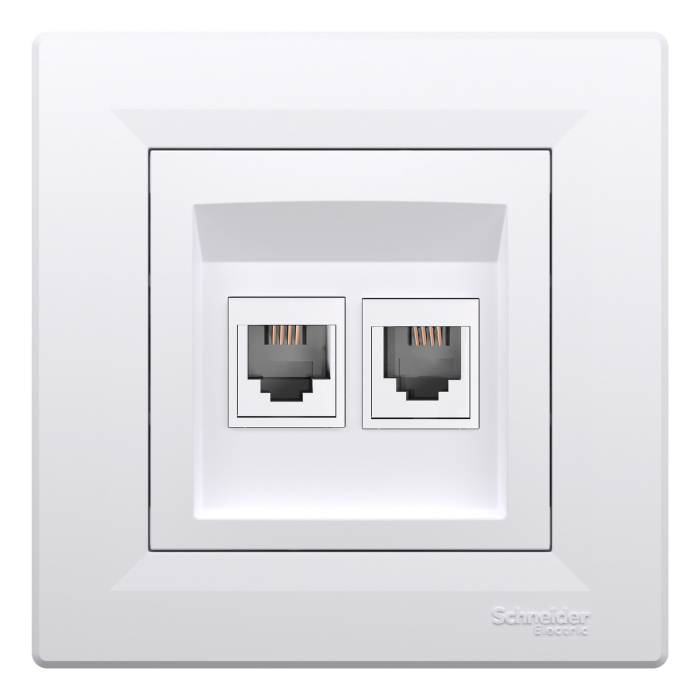 РОЗЕТКА ТЕЛ-НА 4 К, ПОДВ, БІЛА ASFORA, Asfora