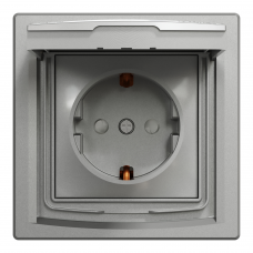 РОЗЕТКА З З/К ЗАХ ШТР ASFORA ip44 АЛЮМ, Schneider серія ASFORA