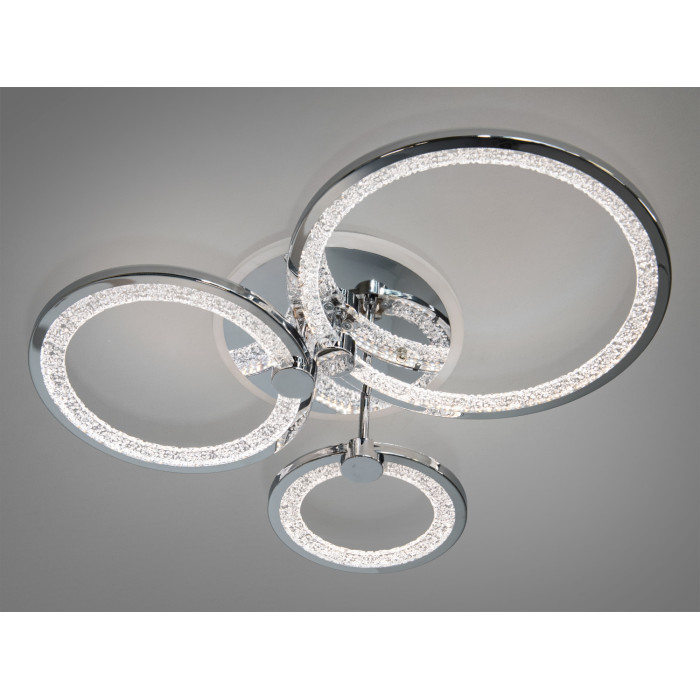 LED люстра з пультом, диммером і кольоровою підсвіткою, 70W, хром
