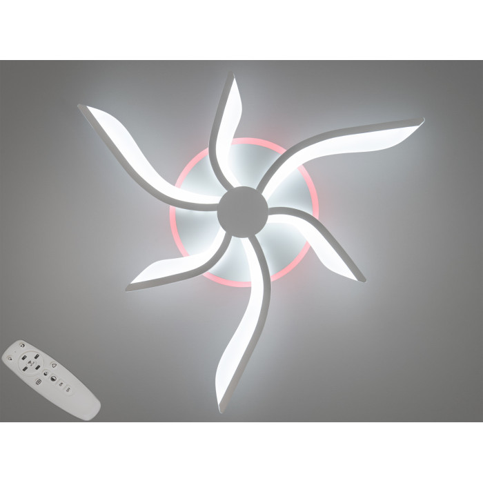 Пристельова світлодіодна люстра з пультом, підсвічуванням, 55W, біла