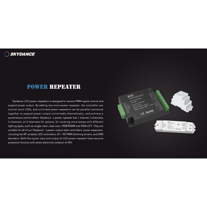 LED-повторювач DEYA 12-24VDC, 5A*5CH (EV5)
