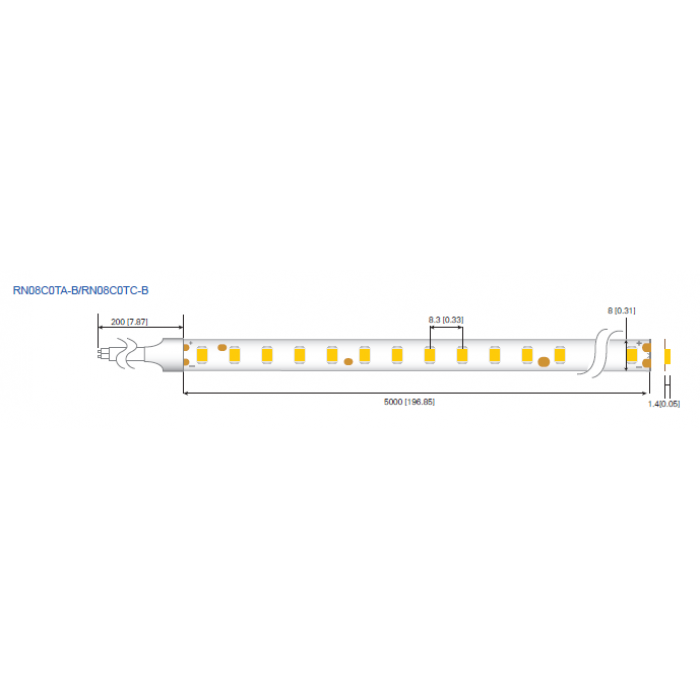 LED стрічка RISHANG 120-2835-24V-IP20 8,6W 818Lm 4000K 50м (RN08C0TC-B-NW_50)