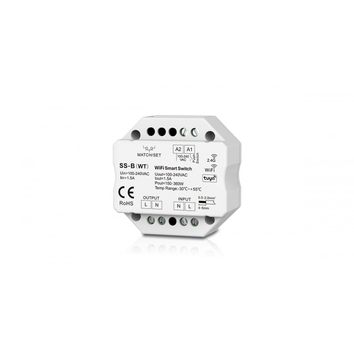 Релейний модуль вимикач DEYA WIFI+RF 15A*1CH 100-240VAC (SS-B(WT))