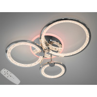 LED люстра з пультом, диммером і кольоровою підсвіткою, 70W, хром