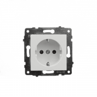 Механізм розетки з заз. та шторками Grano Білий/12/120, Білий, Механізм розетки з заз. та шторками