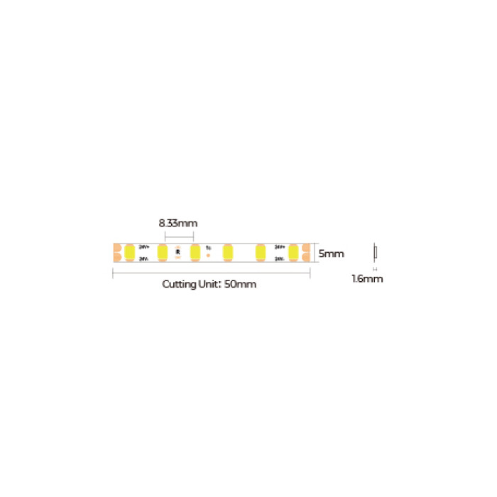 LED стрічка COLORS 120-2835-24V-IP20 8.4W 800Lm 3000K 5м (D8120-24V-5mm-WW)