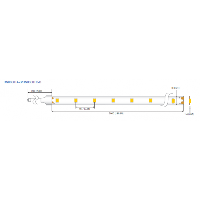 LED стрічка RISHANG 60-2835-24V-IP20 5,5W 504Lm 4000K 5м (RN0860TC-B-NW)