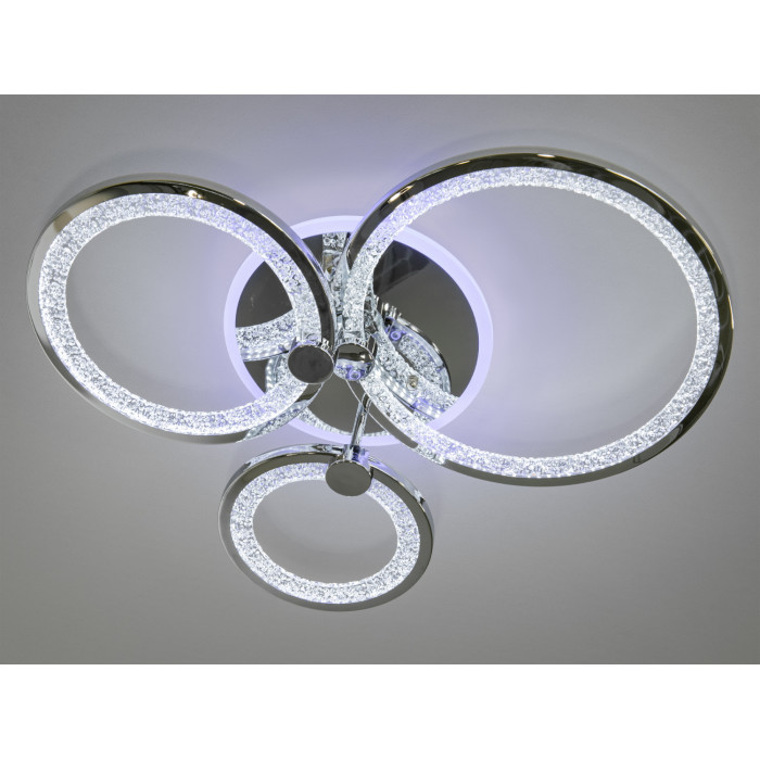 LED люстра з пультом, диммером і кольоровою підсвіткою, 70W, хром