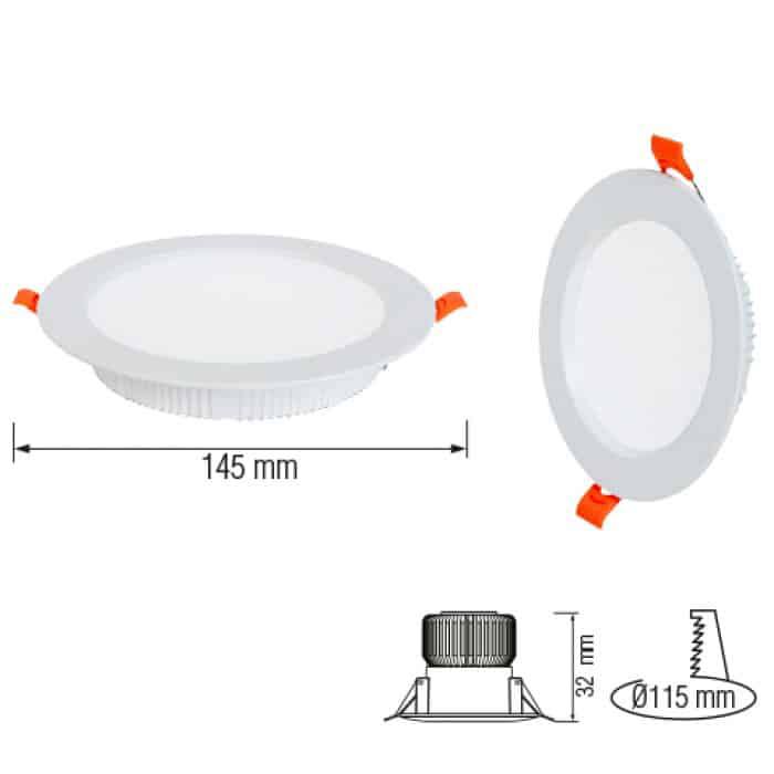 ALEXA-20 3CCT Світильник вбудований LED 20W 3CCT 1500Lm 200-265V d-145мм білий кругл./1/60, Білий
