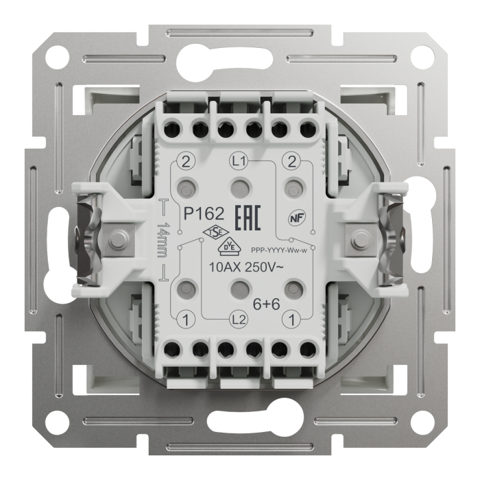 Перемикач двоклавішний білий Asfora б/р, Asfora