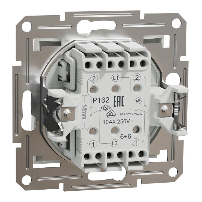 Перемикач двоклавішний білий Asfora б/р, Asfora