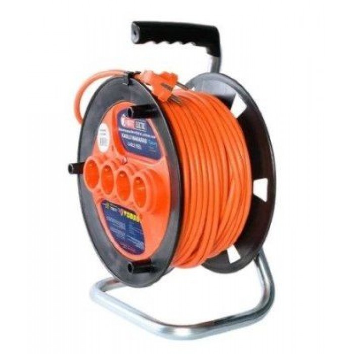 Подовжувач на котушці БЕЗ ЗАЗЕМ. 20м/2*1,5, 4-ри гн. 16A 250V/1