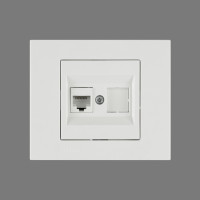 Розетка комп'ютерна (CAT6) Grano біла/12, Білий, Розетка комп’ютерна 1-а