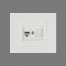 Розетка комп'ютерна (CAT6) Grano біла/12, Білий, Розетка комп’ютерна 1-а