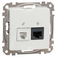 Розетка RJ45+RJ11 6UTP, білий, Білий, Sedna Design & Elements