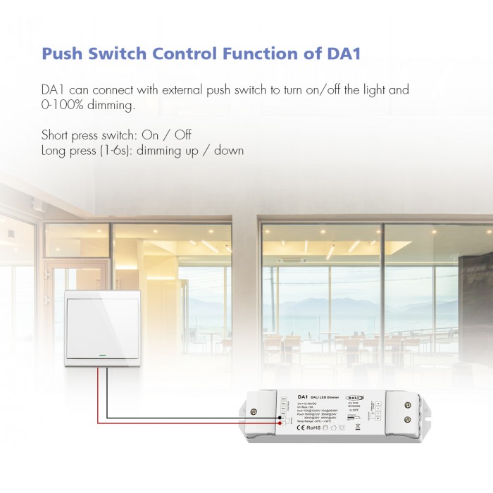 LED-димер DEYA 12-24VDC, 15A*1CH DT6 (DA1)
