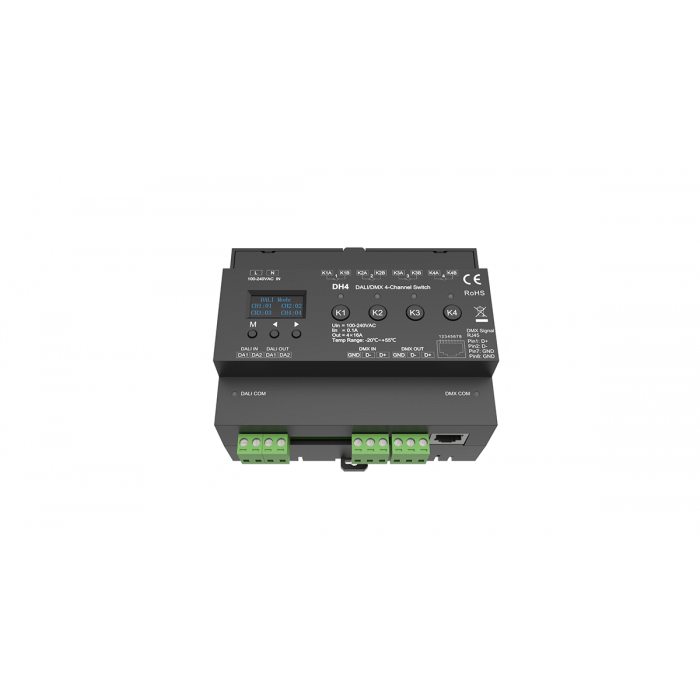 Релейний модуль DALI/DMX Switch 16А*4CH 100-240VAC (DH4)