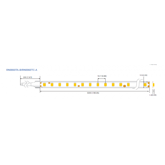 LED стрічка RISHANG 60-2835-12V-IP20 12W 956Lm 6000K 5м (RN0060TA-A-PW)