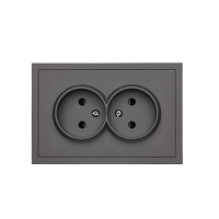 Фронтальна панель розетки подвійної без заземлення Quadrant, темно-сірий