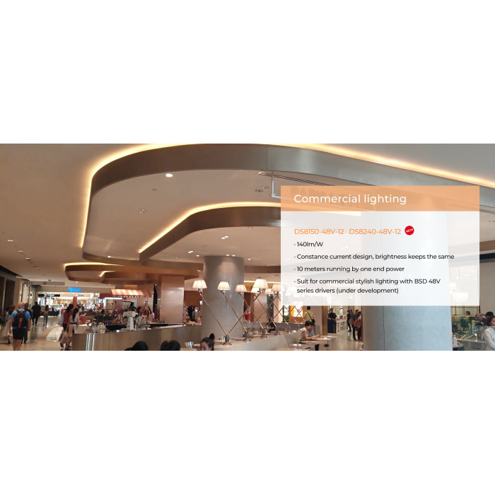 LED стрічка COLORS 144-2835-48V-IP33 5.4W 580Lm 4000K 5м (DS8144-48V-12mm)