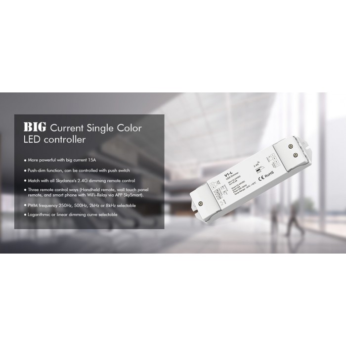 LED-контролер DEYA 12-48VDC, 15A*1CH, PUSH-DIM (V1-L)