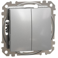 Кнопковий двоклавішний вимикач 10A алюм, Алюміній, Sedna Design & Elements